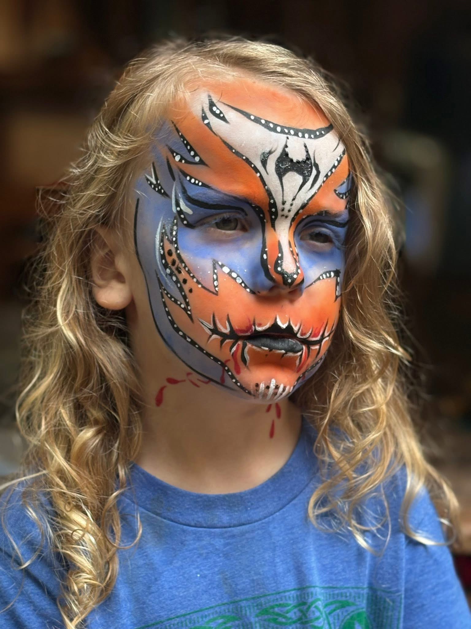Dragon Warrior face paint design by Brigid's Fantasy Faces