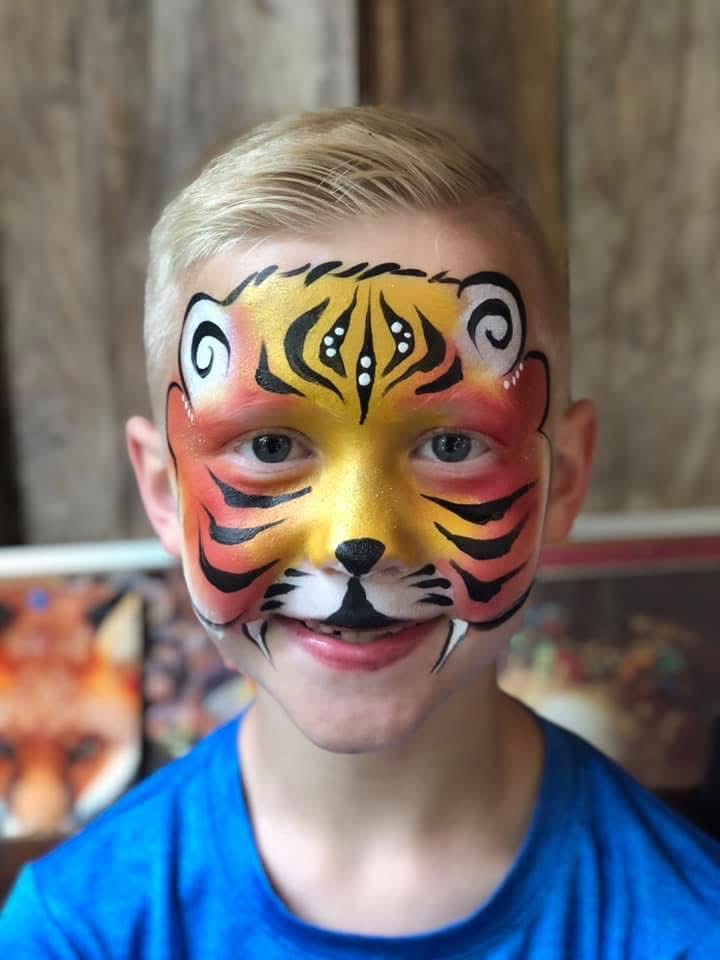 Tiger face paint design by Brigid's Fantasy Faces